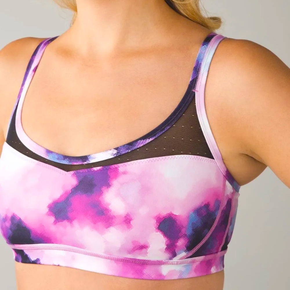 Lululemon Bra Sweaty Endeavor Tank Black Purple Twisted Back Size 4